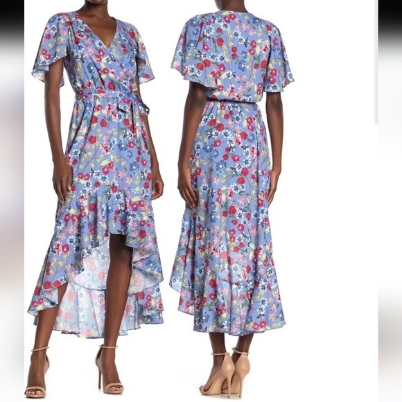 Parker Floral Wrap Hi-Lo Dress Size XS - Picture 1 of 13